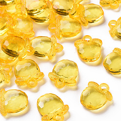 Оранжевый Прозрачные акриловые подвески, граненые, яблоко, оранжевые, 20x17x5~6 мм, отверстие : 3 мм, Около 480 шт / 500 г