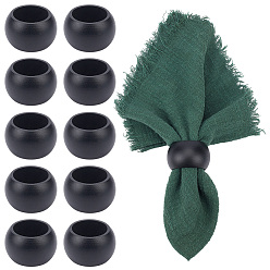 Черный 10шт. деревянные кольца для салфеток, рондель, чёрные, 50x30.5 мм