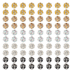 (52) Непрозрачная лаванда 100шт 5 цветные латунные бусины со стразами, круглые, разноцветные, 6x6.5 мм, отверстие : 1.2 мм, 20 шт / цвет