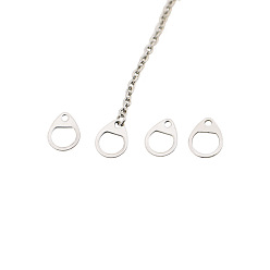 Stainless Steel Color Non-Tarnish 316 Stainless Steel Charms, Chain Extender Drop, Teardrop, Stainless Steel Color, 7.5x6mm, Hole: 1mm