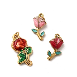 (52) Непрозрачная лаванда 304 из нержавеющей стали эмаль кулон, выросли прелести, ионное покрытие (ip), реальный 18 k позолоченный, с целью перехода в кольце, разноцветные, 17x8.5x6 мм, отверстие : 2.4 мм