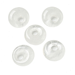 Хрусталь Натуральный кварцевый кристалл горный хрусталь пончик/пи диск подвески, 14~14.5x4 мм, отверстие : 4 мм