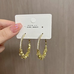 Золотой Серьги-кольца из сплава с кристаллами и стразами, золотые, 45x43 мм