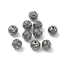 Античное Серебро Ретро 316 хирургические бусины из нержавеющей стали, круглая со звездой, ручная полировка, античное серебро, 8 мм, отверстие : 1.5~1.8 мм