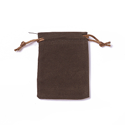 Coffee Velvet Packing Pouches, Drawstring Bags, Coffee, 9.2~9.5x7~7.2cm