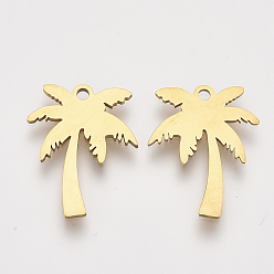 Золотой 201 подвески из нержавеющей стали, подвески для лазерной резки, кокосовая пальма, золотые, 17x12.5x1 мм, отверстие : 1.2 мм