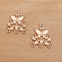 Light Gold Сплав ссылки люстра компонент, бабочка, золотой свет, 20x24 мм