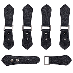 Черный PU искусственная кожа пришить пряжки, закрытие вкладок, застежки на плаще, с фурнитурой из цинкового сплава, чёрные, 129x29x10 мм