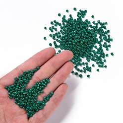 Teal Baking Paint Glass Seed Beads, Teal, 8/0, 3mm, Hole: 1mm, about 10000pcs/bag