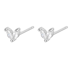 Clair Argent 925 boucles d'oreilles en argent sterling avec micro pavé de zircone cubique, feuille, clair, 5.5mm