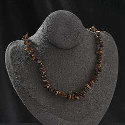 Тигровый глаз Ожерелья из бисера с натуральным тигровым глазом для мужчин и женщин, с карабинами из нержавеющей стали и удлинителем цепи из нержавеющей стали, серебряные, 15.87~16.14 дюйм (40.3~41 см)