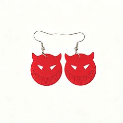 Ghost Boucles d'oreilles pendantes en acrylique pour Halloween, rouge, fantôme, 50mm