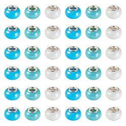 (52) Непрозрачная лаванда 150европейские бусины из непрозрачной смолы, бусины с большим отверстием, рондель с латунными сердечниками, покрытыми серебром, разноцветные, 13.5x8.5 мм, отверстие : 4.5 мм