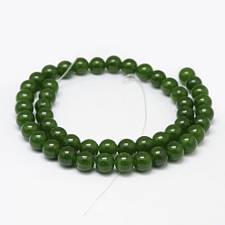 Dark Green Natural TaiWan Jade Bead Strands, Dyed, Round, Dark Green, 6mm, Hole: 1mm, about 63pcs/strand, 15.5 inch