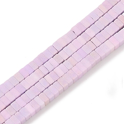 Сливовый Подставки для бусин из натурального камня шушань, окрашенные, квадратный, слива, 2.5x2.5x1~1.5 мм, отверстие : 0.5 мм, около 239~289 шт / нитка, 14.96~15.75'' (38~40 см)