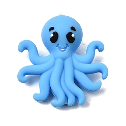 Осьминог Силиконовые бусины на морскую тематику, фокусные бусы, синие, осьминог, 31x30x13 мм, отверстие : 2 мм