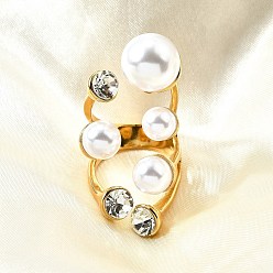 Настоящее золото 18K 304 Кольца-манжеты из нержавеющей стали, кубического циркония и пластика для женщин, реальный 18 k позолоченный, размер США 6 (16.5 мм)