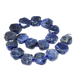 Sodalith Natur Sodalith Perlen Stränge, facettiert, Rechteck, 21~25x19.5~21x8.5~9 mm, Bohrung: 1.8 mm, ca. 17 Stk. / Strang, 15.5 Zoll (39.4 cm)
