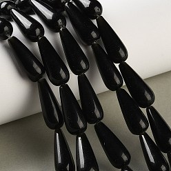 Обсидиан Природные обсидиана бисер нитей, слеза, 20~21x7~8.5 мм, отверстие : 1 мм, около 19 шт / нитка, 15.39~15.55'' (39.1~39.5 см)