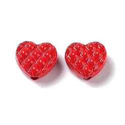 Rot Lackierte Waffelperlen aus Aluminium, Herz, rot, 8.5x10x5 mm, Bohrung: 1.8 mm