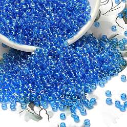 Небесно-голубой Fgb 8/0 круглый стеклянный бисер класса А, прозрачные цвета радуги, голубой, 8/0, 3x2 мм, отверстие : 1 мм, около 10000 шт / упаковка