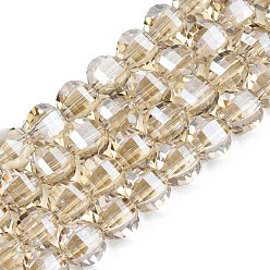 пшеница Гальванизируйте прозрачное стекло бисер нитей, круглые, цвет пшеницы, 9.5x8.5 мм, отверстие : 1.5 мм, около 70 шт / нитка, 24.80 дюйм (63 см)