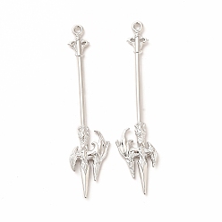 Platinum Rack Plating Alloy Big Pendants, Cadmium Free & Nickel Free & Lead Free, Halberd Charm, Platinum, 70x16x3mm, Hole: 2mm
