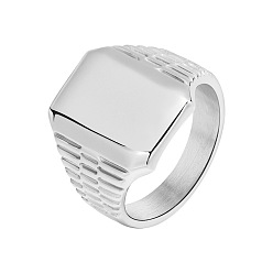 Нержавеющая Сталь Цвет Прямоугольник 304 перстни из нержавеющей стали для мужчин, цвет нержавеющей стали, 17.5 мм, размер США 11 (20.6 мм)