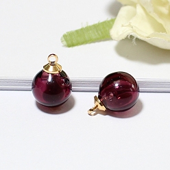 Коричневый Стеклянные подвески с эфирным маслом, с золотистой петлей, круглые, коричневые, 8 мм