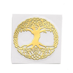Золотой Самоклеющиеся латунные наклейки, наклейки для скрапбукинга, для поделок из эпоксидной смолы, дерево, золотые, 3.3x0.05 см