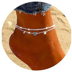 Платина Двухслойные браслеты из сплава сердечек из кубического циркония, платина, 7-7/8 дюйм (200 мм)