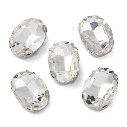 Прозрачный Овал пришиваем стразами, многожильных ссылки, стекло горный хрусталь, с настройками зубцов из нержавеющей стали, аксессуары для одежды, граненые, прозрачные, 14x10x5.8 мм, отверстие : 1 мм