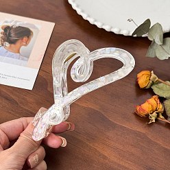 Перу Заколки для волос из ацетата целлюлозы и железных когтей, аксессуары для волос для женщин и девочек, сердце, белые, 4 мм