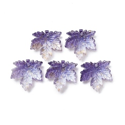 Сланцево-синий Подвесной светильник из двухцветного прозрачного стекла, кленового листа, с блеском порошок, синевато-серый, 16x16x4 мм, отверстие : 1.2 мм