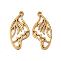 Настоящее золото 18K Ионное покрытие (ip) 304 подвески из нержавеющей стали, очарование крыла, реальный 18 k позолоченный, 25x12x1 мм, отверстие : 1.6 мм
