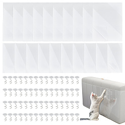 Mixed Color 20Pcs 2 Styles Rectangle PVC Sofa Furniture Protectors from Cat Scratch, with 60Pcs Plastic & Iron Nails, Mixed Color, 298~400x150~300x0.2~0.3mm