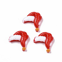Red Opaque Resin Cabochons, Christmas Style, Christmas Hat, Red, 28x25x9.5mm