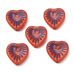 Orange Red Handmade Lampwork Beads, Heart, Orange Red, 18.5x18.5x5.5mm, Hole: 1.4~1.5mm, about 34pcs/bag