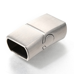 Couleur Acier Inoxydable Résistant au ternissement 304 fermoirs magnétiques en acier inoxydable avec extrémités collées, rectangle courbe, couleur inox, 23.5x13.5x8mm, Trou: 6x11.5mm