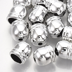 Платина Уф покрытие абс пластик концы шнура, Торцевые крышки, платина, 9x8 мм, отверстие : 1.8 мм, внутренний диаметр: 5.5 мм