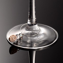 Античный Белый Хэллоуин череп синтетический Howlite бокал прелести, латунь обруч со стеклянными шариками, серебряный цвет гальваническим, старинный белый, 61x30 мм