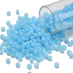 (1143) Translucent Aqua Blue Тохо 6/0 круглые бусины, японский бисер, (1143) полупрозрачный голубой, 4 мм, отверстие : 1.5 мм, Около 840 шт / 50 г