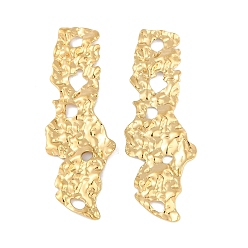 Настоящее золото 18K Ионное покрытие (ip) 304 большие подвески из нержавеющей стали, текстурированный шарм неправильной геометрии, реальный 18 k позолоченный, 59x21x2.2 мм, отверстие : 2.2 мм