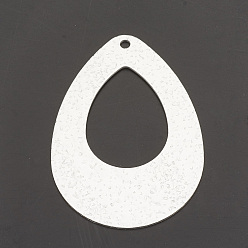 Silver Aluminium Big Pendants, Laser Cut Big Pendants, teardrop, Silver, 63.5x44x1mm, Hole: 3mm