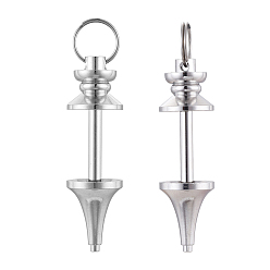 Платина Латунная фурнитура, подвесные булавки с винтовой проушиной, заглушки для изготовления подвесок из бусин с большими отверстиями, платина, 43x12x12 мм, отверстие : 8.5 мм