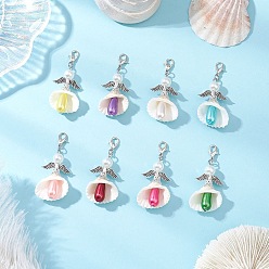 (52) Непрозрачная лаванда Абс пластик имитация жемчуга подвеска docorations, с застежками-карабинами из цинкового сплава и ракушкой, ангел, платина, разноцветные, 53 мм