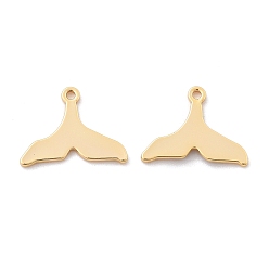Настоящее золото 18K Латунные подвески, прелести рыбий хвост, реальный 18 k позолоченный, 9.5x12.5x0.5 мм, отверстие : 1 мм