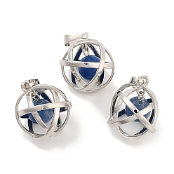 Другие Нефриты Подвески в виде круглых шариков из окрашенного натурального нефрита, овальные подвески из латуни платинового цвета с покрытием стойки, без кадмия и без свинца, 21x16x18 мм, отверстие : 6.5x5 мм