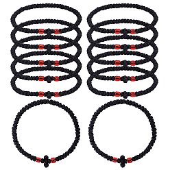 Красный 12Регулируемые полиэстерные плетеные браслеты из бусин для мужчин и женщин, крестик, красные, внутренний диаметр: 1-1/2 дюйм (3.9 см)