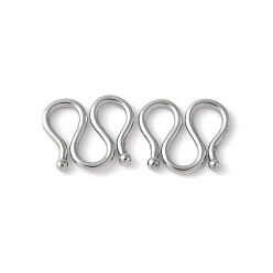 Нержавеющая Сталь Цвет 304 из нержавеющей стали S-крюк пряжки, цвет нержавеющей стали, 7x8x1 мм, отверстие : 2.5x3 мм